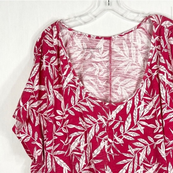 Woman Within Plus Size 3X Women’s Top 30W 32W Red Tropical Floral Print Cotton - Picture 4 of 11